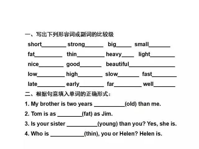 小学英语常见形容词和副词知识点汇总