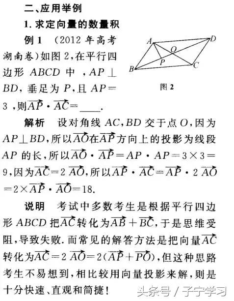 「高中数学」向量数量积几何意义的应用