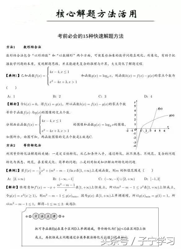 「高中数学」十五种数学核心解题方法的活用