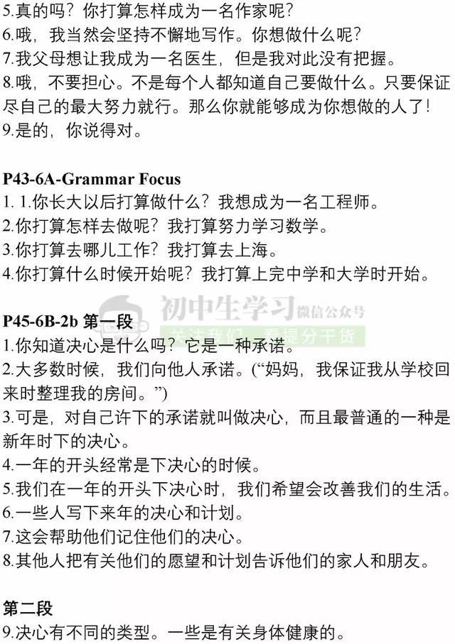 八年级上册英语必背重点课文翻译，暑假对照课本背起来！