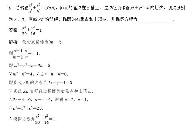 高中数学课堂作业：有关高考常考的椭圆的经典题型，不妨做一做