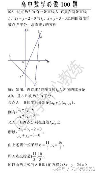 《高中数学必做100道题》——喜欢请收藏