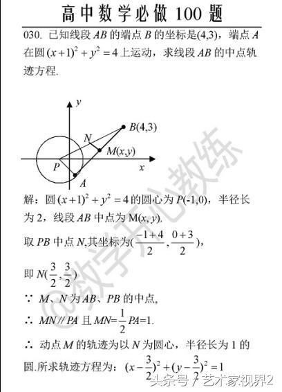 《高中数学必做100道题》——喜欢请收藏