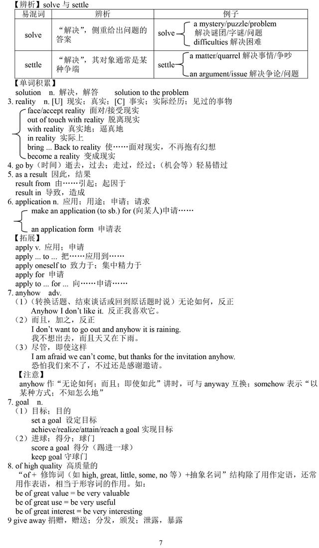 高一英语必修2重点单词/短语/句型的归纳！