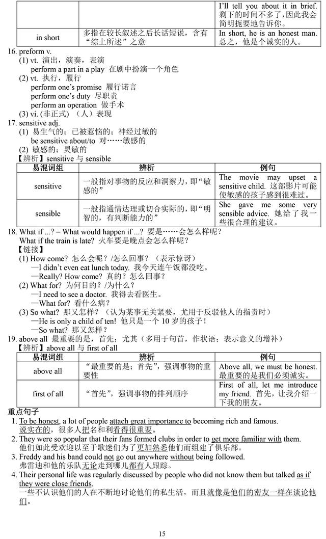 高一英语必修2重点单词/短语/句型的归纳！