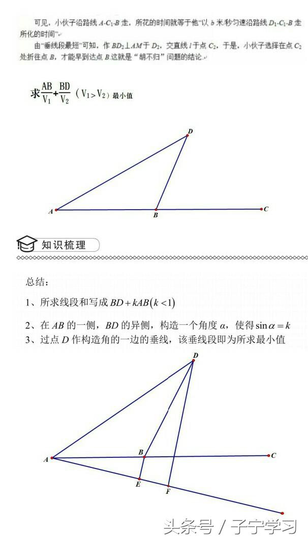 「初中数学」简提胡不归问题