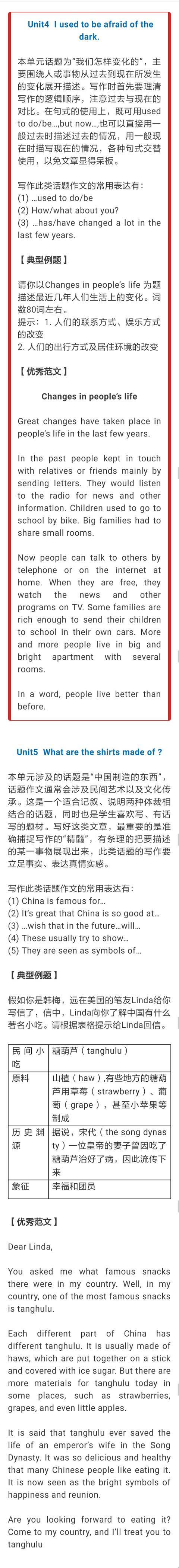 人教版丨九年级英语（上）各单元必考优秀英语作文大汇总！