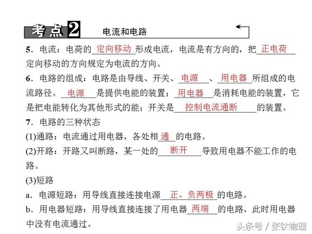 初中物理，专题复习PPT《电流、电路》，喜欢+转发，想要+私信