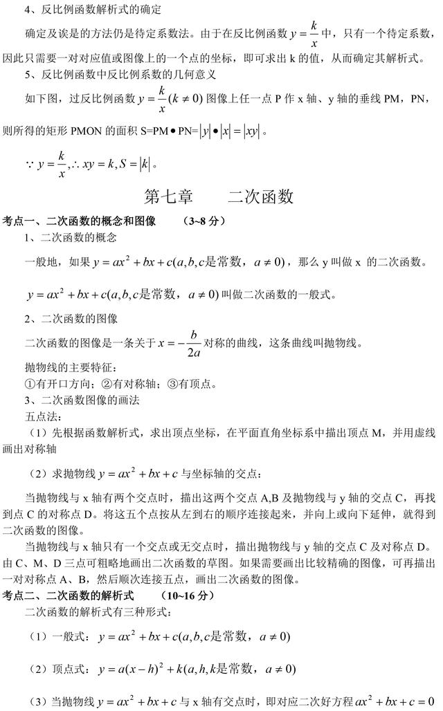 初中数学全部函数知识点汇编，中考复习必备资料，提前收藏了！