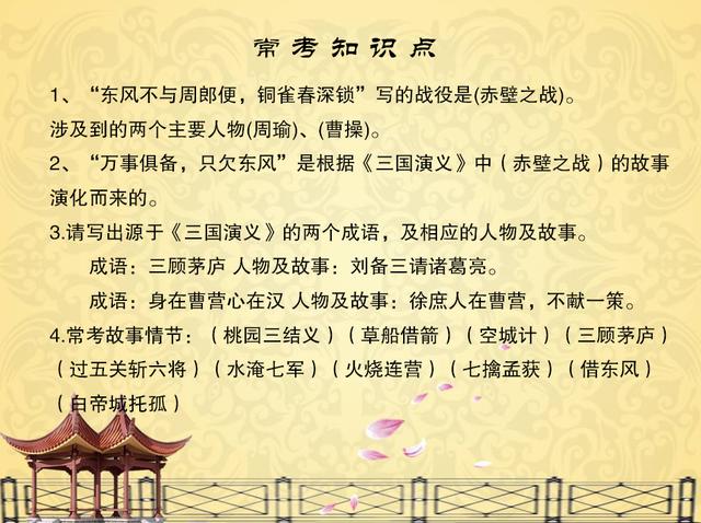 《三国演义》常考知识点，暑假里时常读读，学生们看后都说好