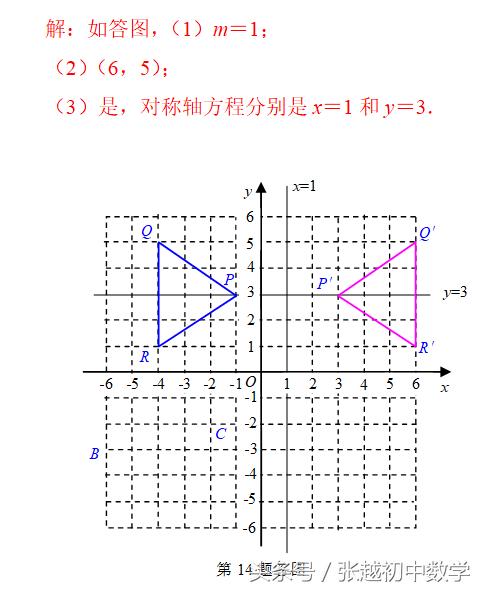 张越初中数学 单元自测答案（轴对称与轴对称图形）