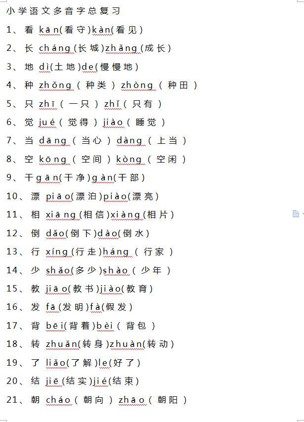 小学语文：常考多音字总复习，孩子掌握好，基础题型不丢分！
