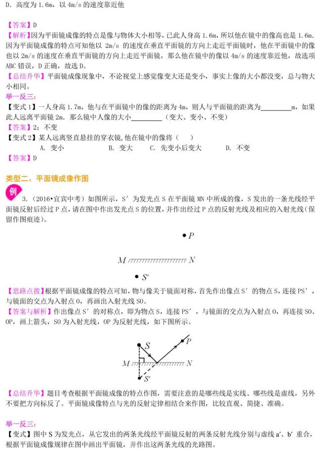 初二物理光学知识讲解，精品资料，适合预习和练习，收藏吧