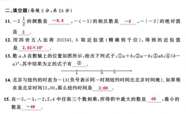 七年级上册数学（有理数）章节的知识点练习，需要的快收藏！