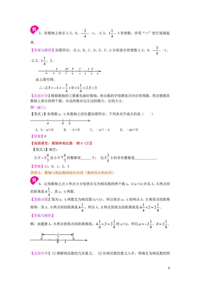 人教版七年级上册第一章数轴与相反数知识讲解