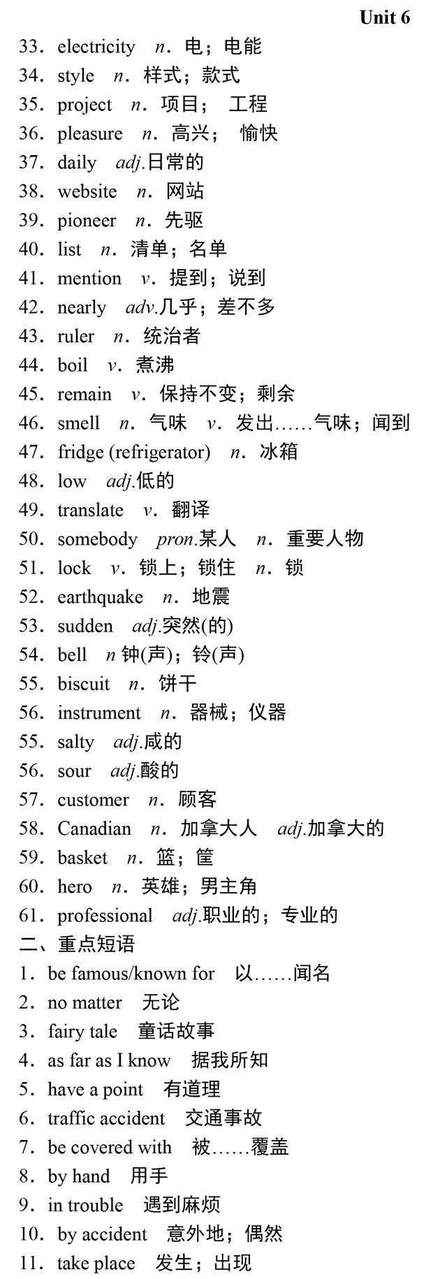 中考英语重点单词、短语、句型汇总，收藏了，暑假背起来！