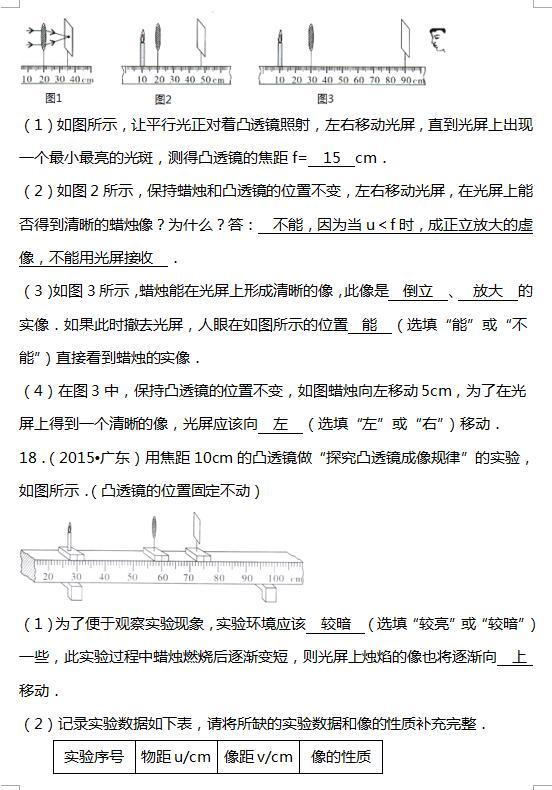 中考物理复习资料“光现象、透镜及其应用”专项练习（有答案）