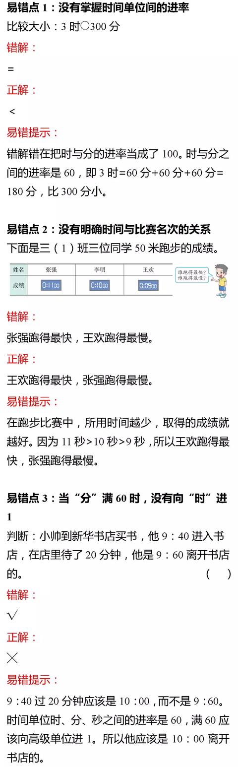 1-6年级小学数学100个易错知识点解析，收藏看一遍，孩子不出错！