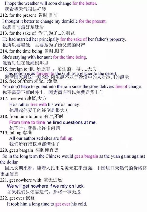 高中英语必修1~选修8常考短语及经典例句大汇总！
