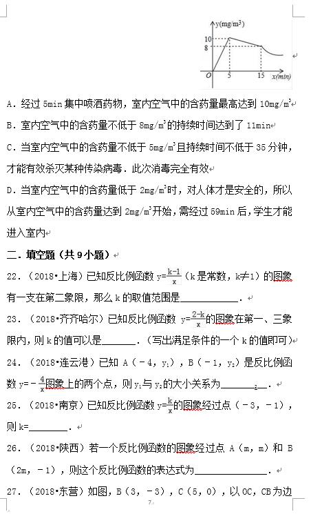 2019中考 数学备考 冲刺高分 不容错过 15反比例函数