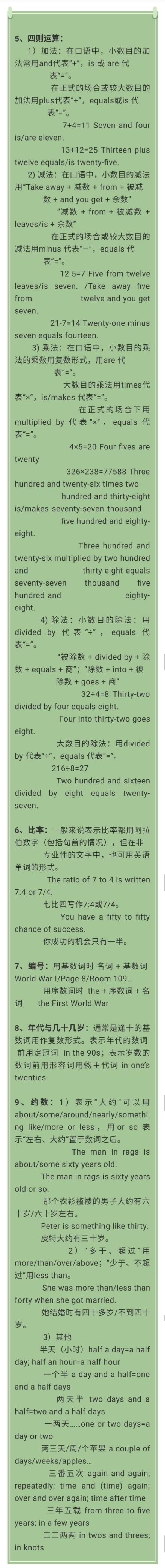 高中英语语法：数词知识点总结！