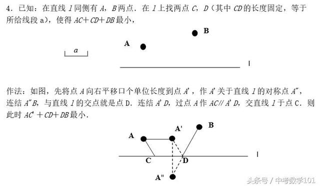 中考数学线段和的最大最小值作图方法