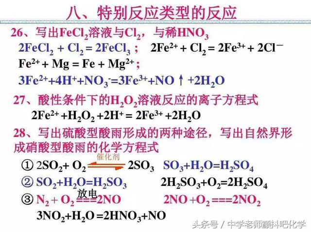 高中化学，最重要的化学反应方程式收藏和转发给需要的人！