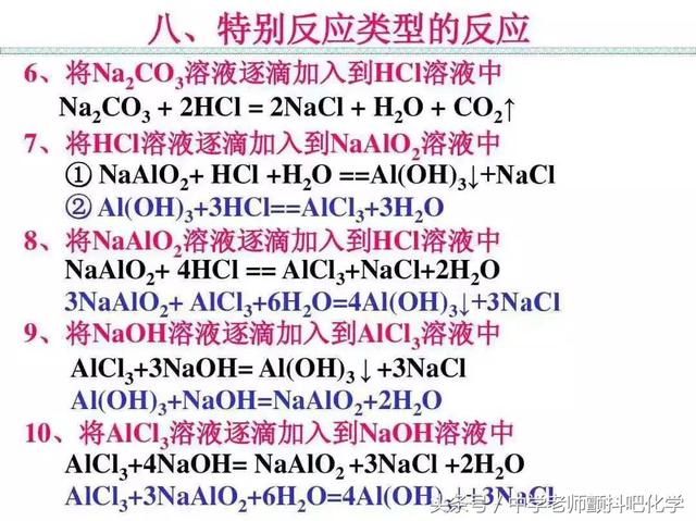 高中化学，最重要的化学反应方程式收藏和转发给需要的人！