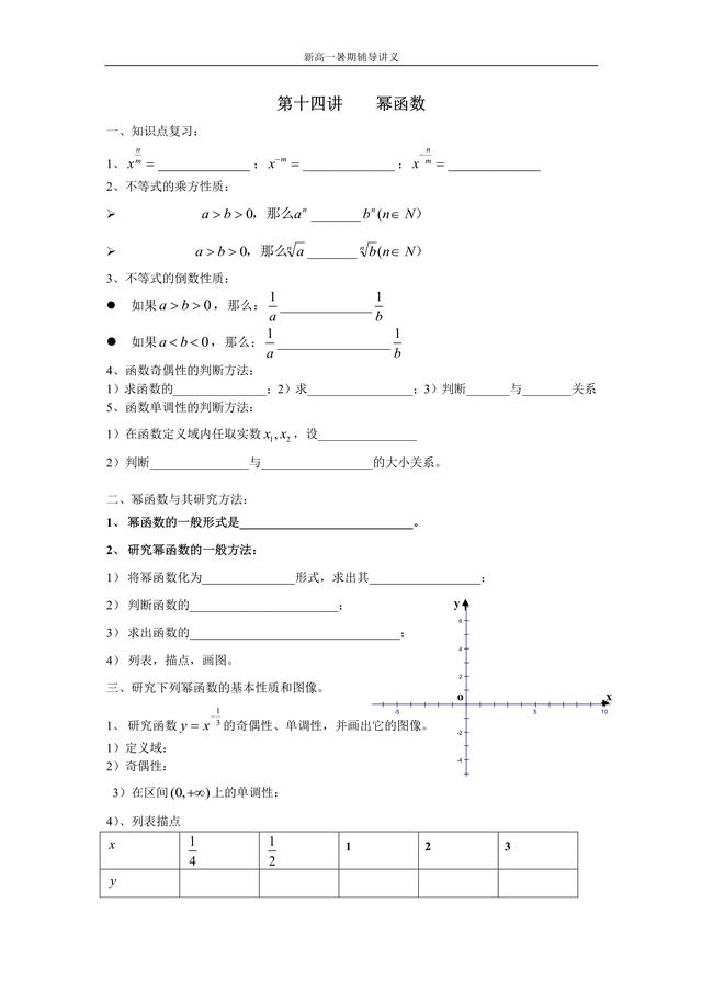 新高一第十五讲 幂函数