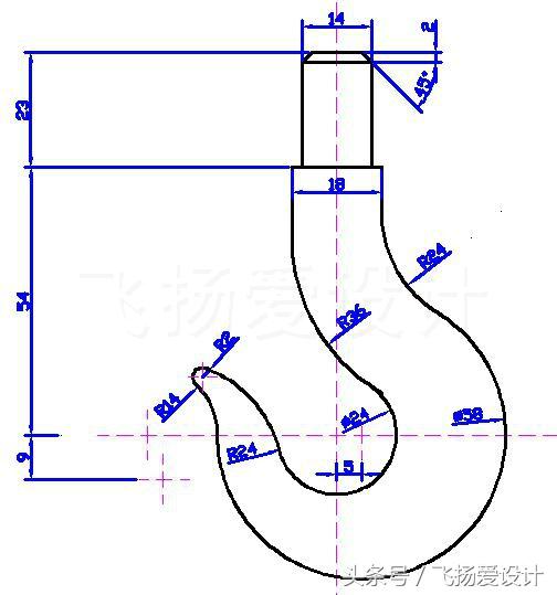 CAD最经典的练习图-钩子的画法，附上详细教程