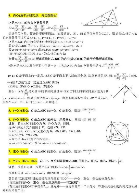 高中数学资料之三角形“四心”向量形式的充要条件及应用！