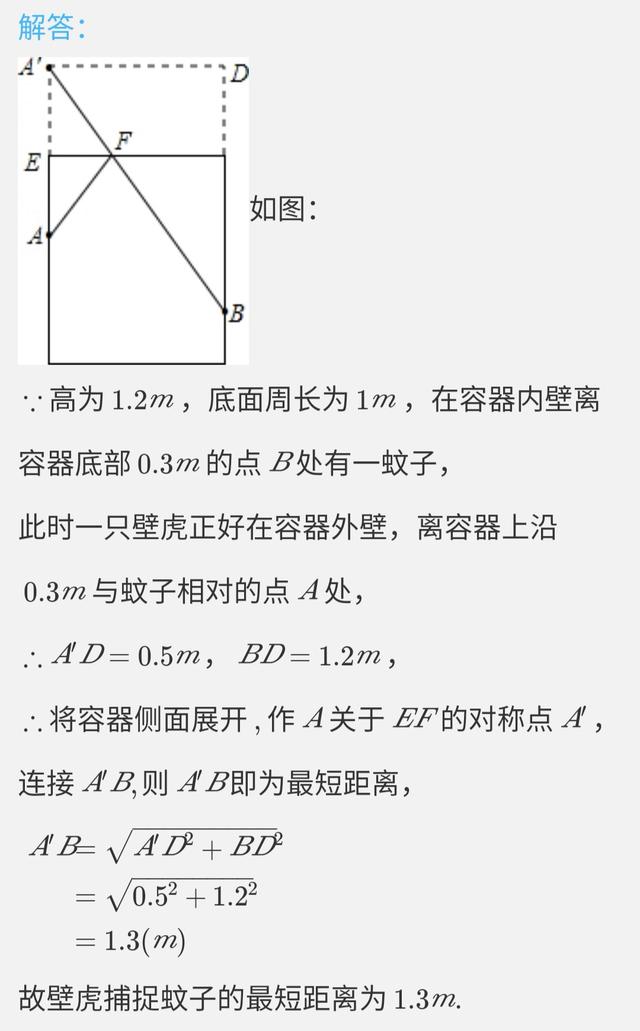 初中数学丨八年级数学上册“平面展开→最短路径问题”！