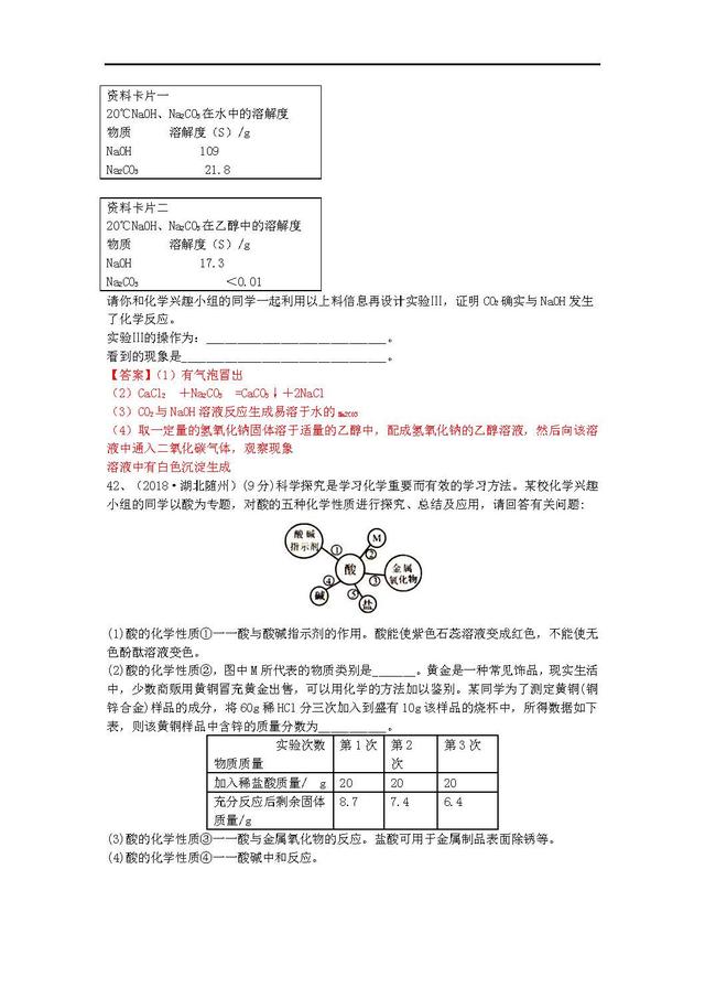 2018中考化学真题，打印后让孩子好好做一做，说不定明年遇得上