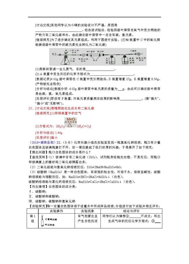 2018中考化学真题，打印后让孩子好好做一做，说不定明年遇得上