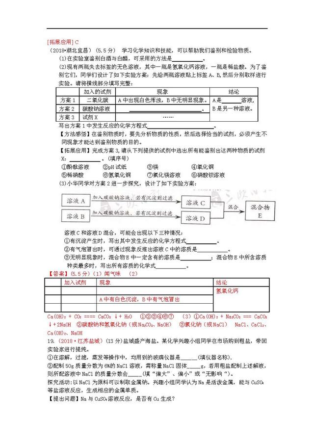 2018中考化学真题，打印后让孩子好好做一做，说不定明年遇得上