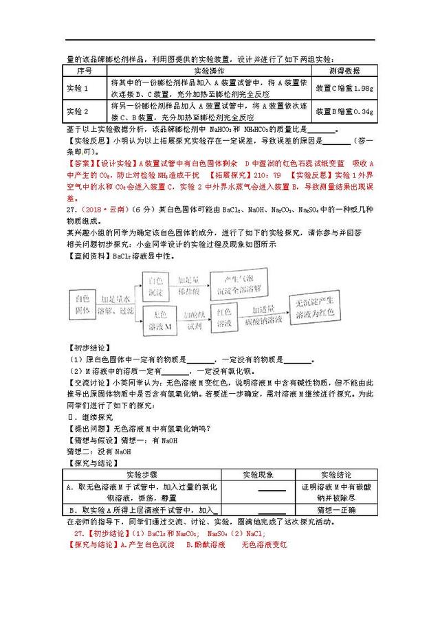 2018中考化学真题，打印后让孩子好好做一做，说不定明年遇得上