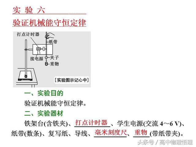 验证机械能守恒定律 实验原理与操作