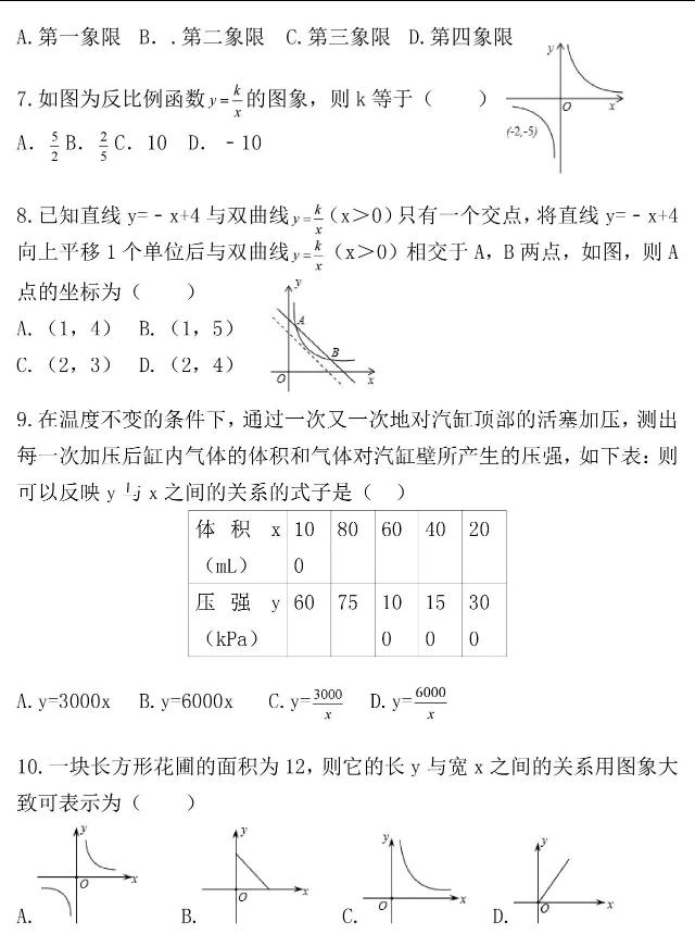 湘教版丨九年级数学上册第一章《反比例函数》单元检测卷！