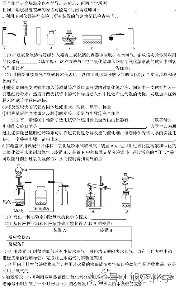 初中化学｜国庆假期九年级化学训练题