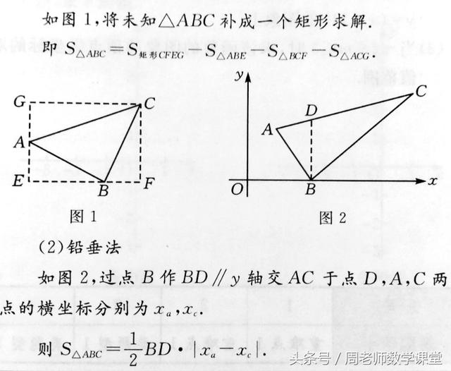 在直角坐标系中求三角形的面积，学会两种辅助方法，你就是学霸