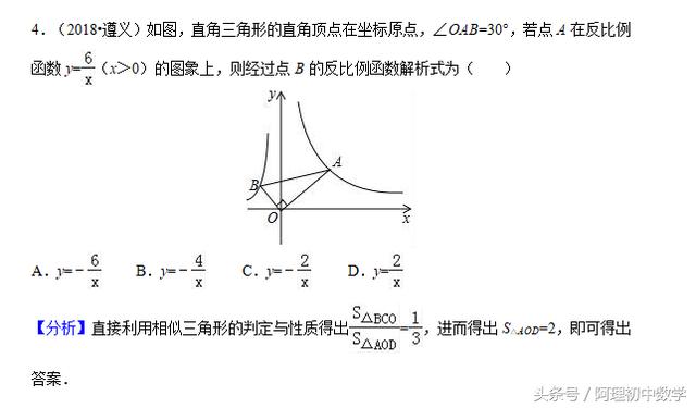 2018中考数学试题考点15：反比例函数专题（二）