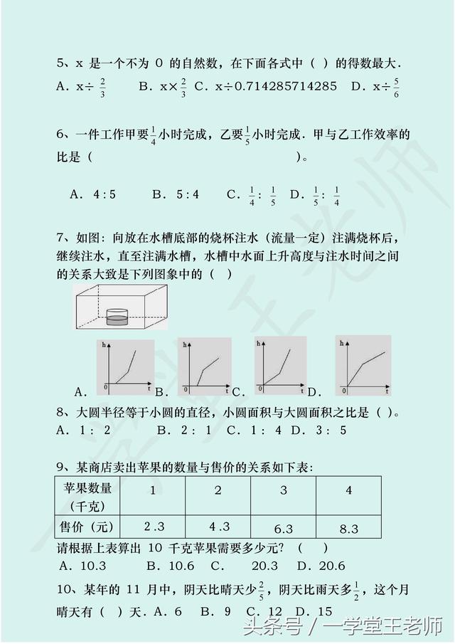 王老师精品问答选~初中分班考，都考哪些内容？附2份模拟卷