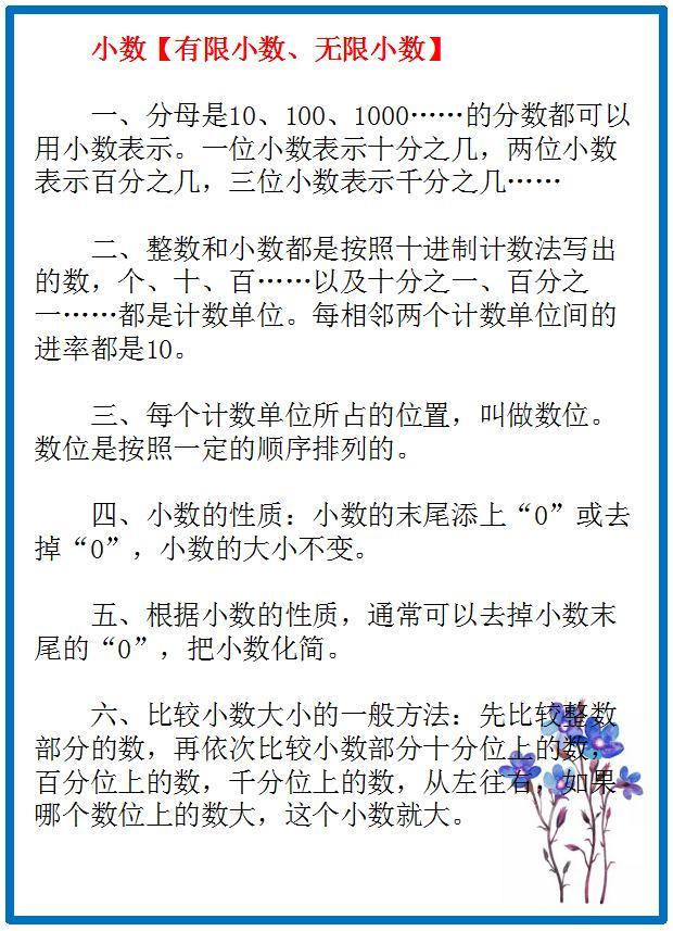小学数学：基础知识要点汇总，为孩子收藏学习吧！