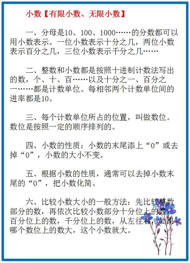 小学数学：基础知识要点汇总，为孩子收藏学习吧！