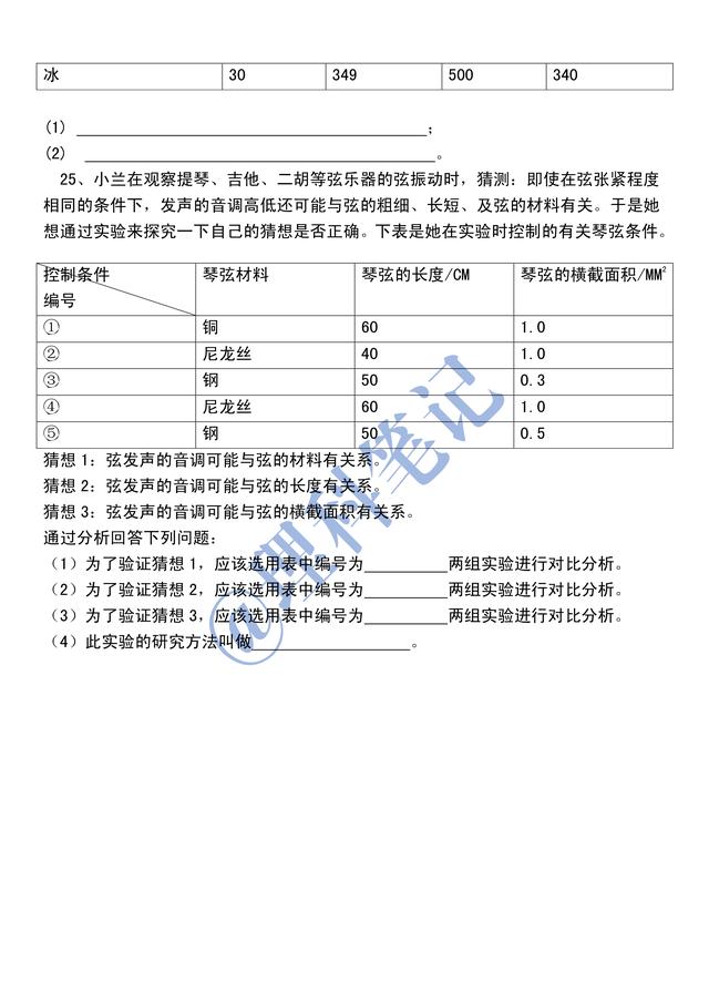 人教版初二物理第一、二章测试题，含答案，抽空练练手