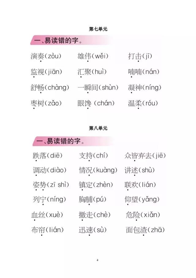 最新1-9年级易错字、读音归纳