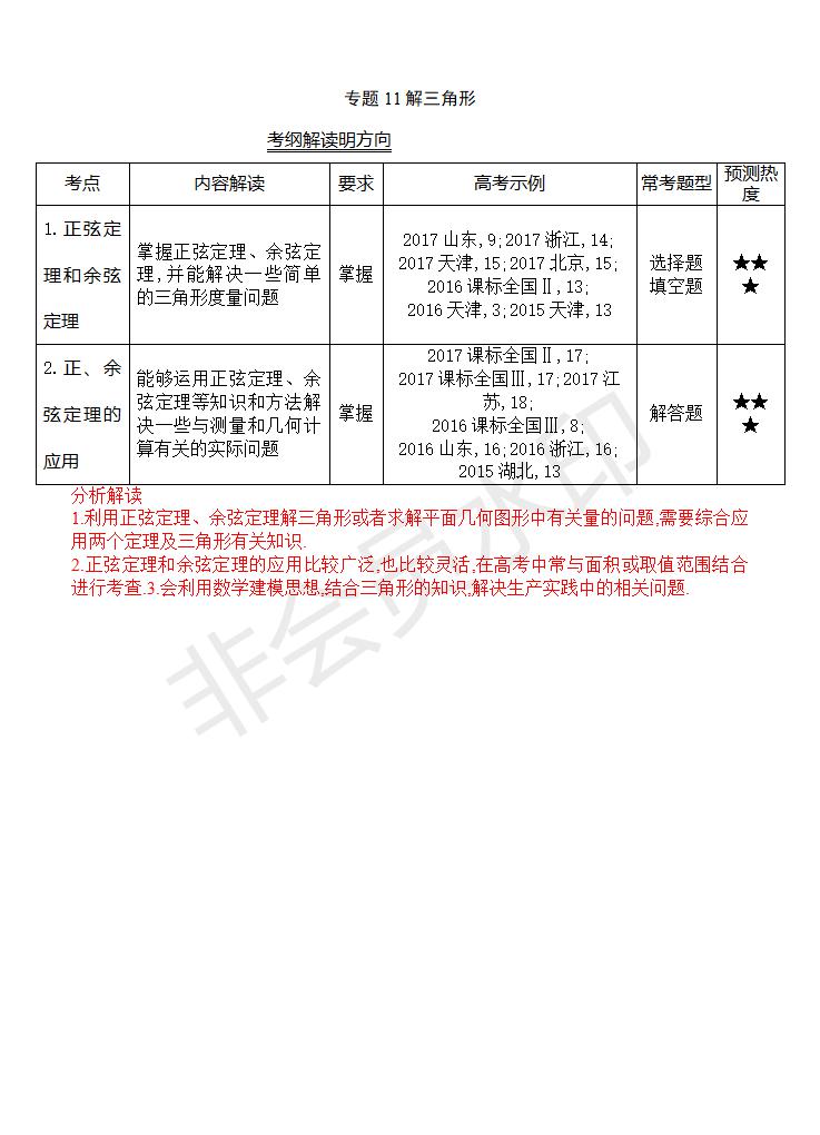 高考数学（理）真题分类解析11：解三角形(GKSX0011)