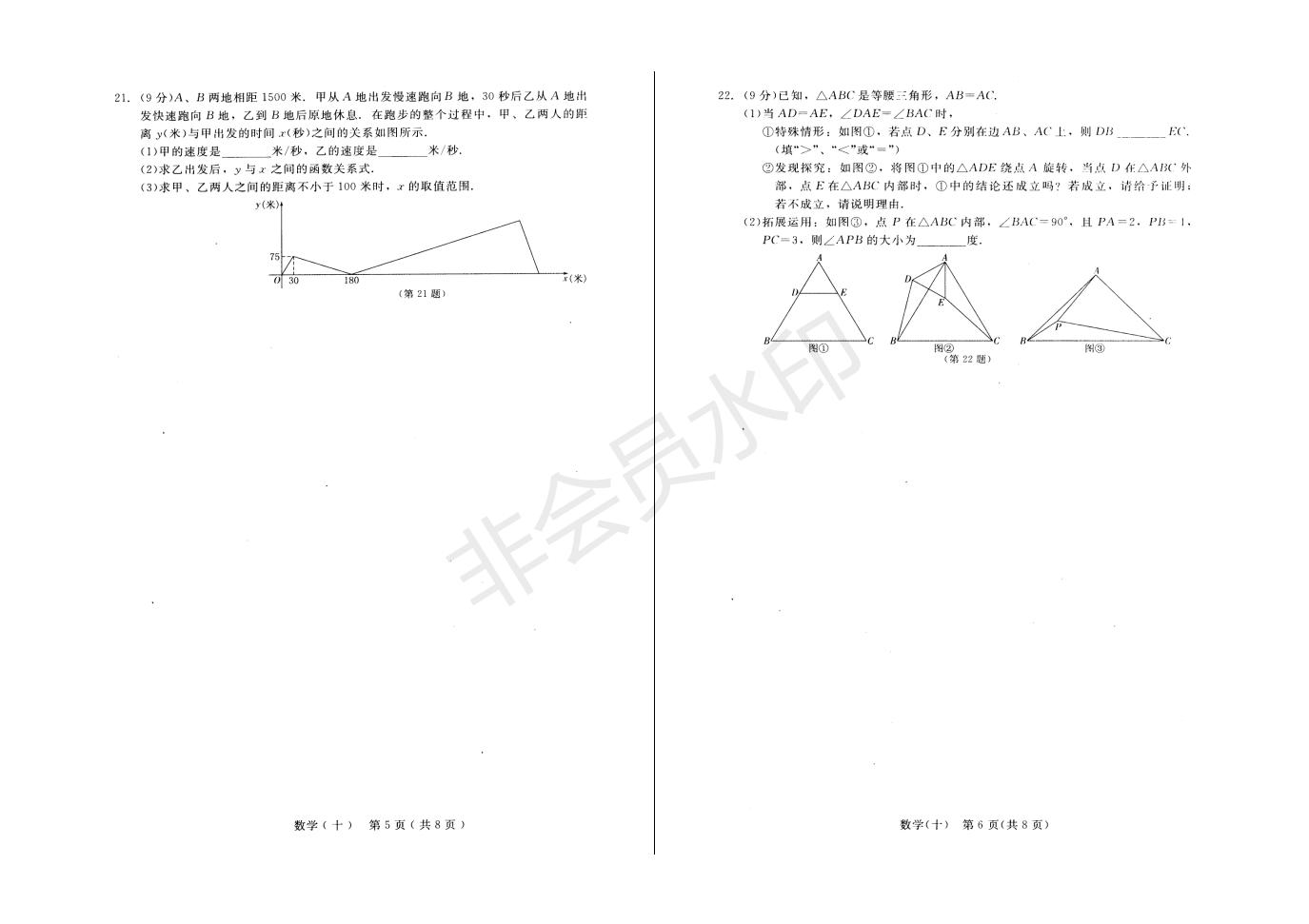 长春市中考综合学习评价与检测数学试卷（十）(ZKSX0189)