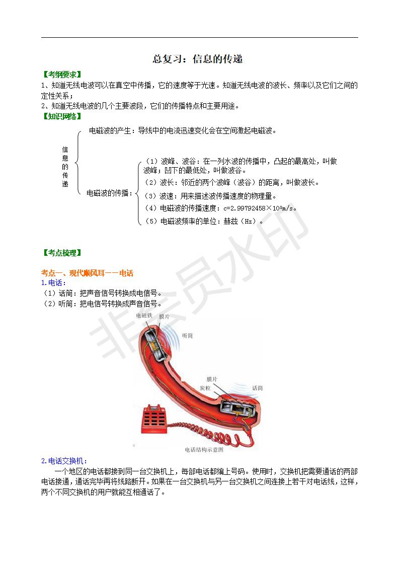 中考物理总复习：信息的传递 知识讲解