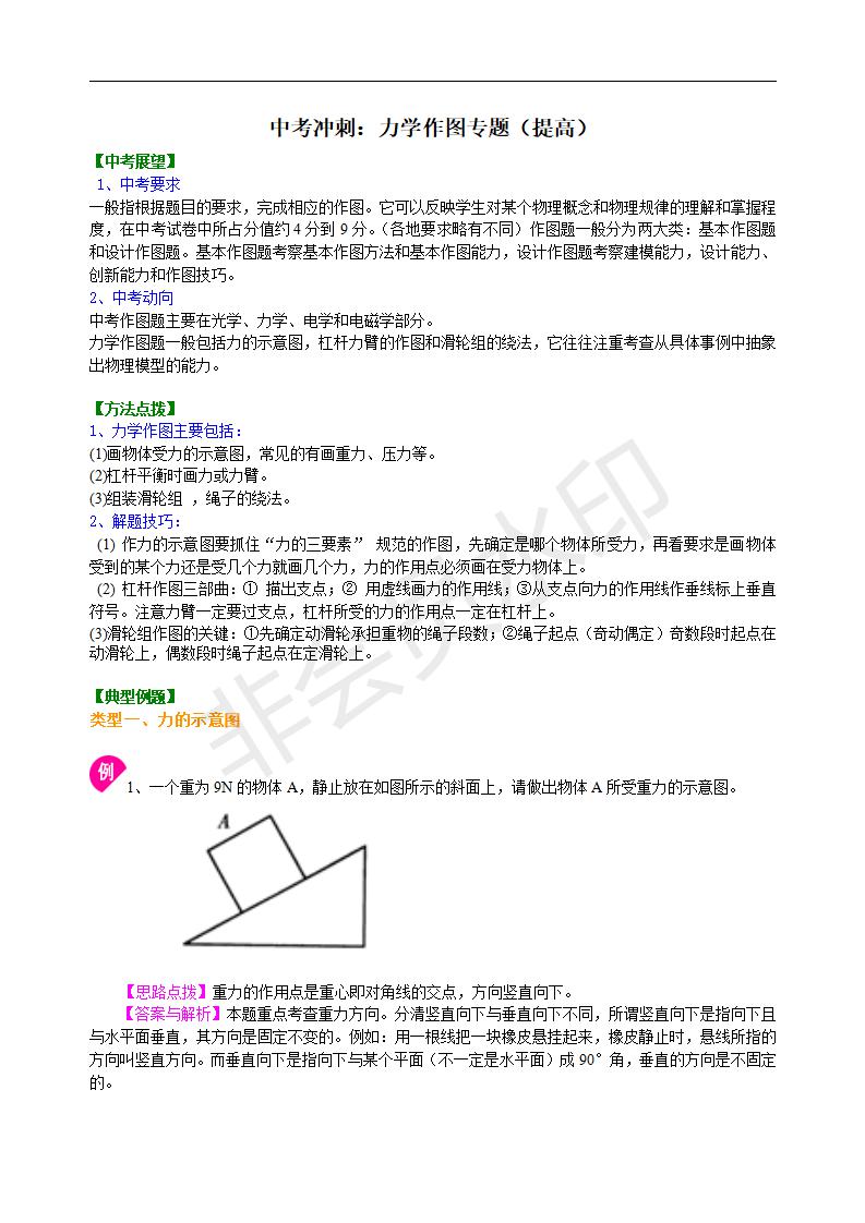 中考物理冲刺：力学作图专题（提高）知识讲解